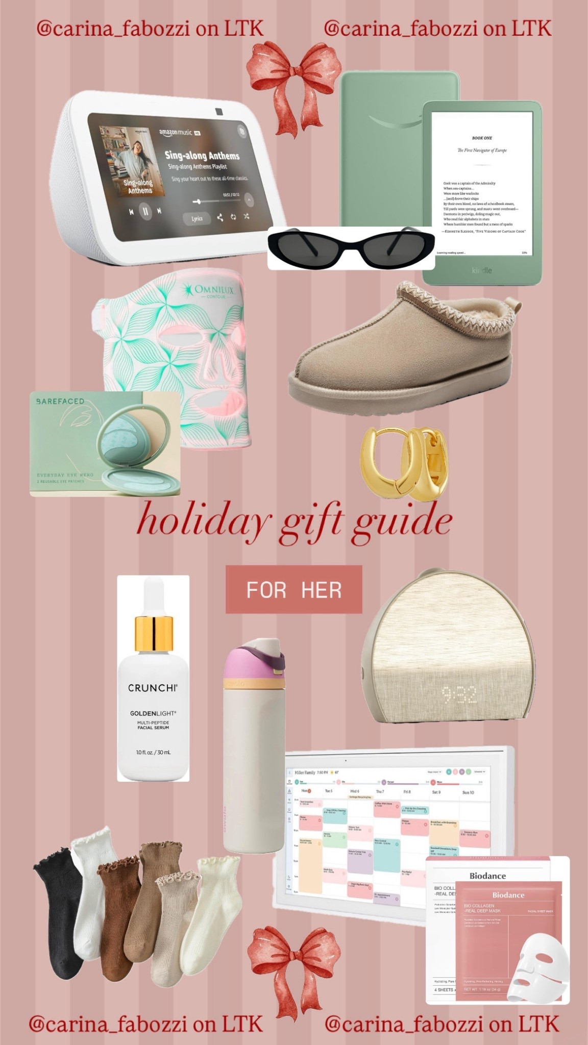 Gift guide for her this holiday season! Basically everything I want or already have and love. 

Crunchi, ugg slipper doops, OTRA sunglasses, sunrise alarm clock, skylight calendar, amazon echo, barefaced eye masks, LED face mask, owala, kindle, amazon finds, gift guide, target finds, women gifts for 2025, aura digital photo frame 

#LTKGiftGuide #LTKHoliday #LTKSeasonal