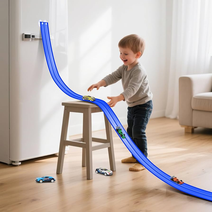 KETIEE Flex Tracks 16Ft for Kids: Flexible Race Car Ramp Track with 4 Small Racecars and 8 Suctio... | Amazon (US)
