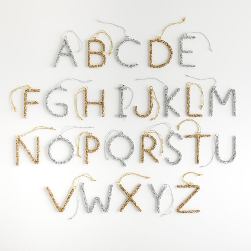 Beaded Letter Christmas Ornaments | Crate and Barrel | Crate & Barrel