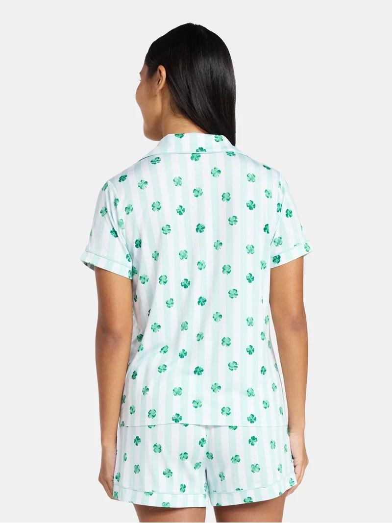 St. Patrick's Day Women's and Women's Plus Notch Collar Top and Shorts Pajama Set from Way to Cel... | Walmart (US)