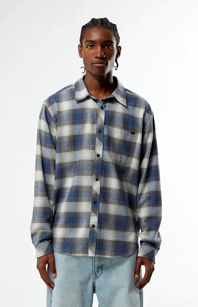 Billabong Men's Coastline Long Sleeve Flannel Shirt in Blue - Size Small | PacSun