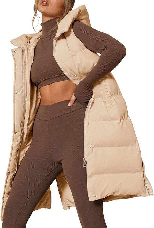 Inorin Womens Down Vest with Stand Collar Thick Hooded Sleeveless Long Coats Jacket | Amazon (US)