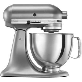 KitchenAid Artisan 5 Qt. 10-Speed Silver Stand Mixer with Flat Beater, 6-Wire Whip and Dough Hook... | The Home Depot