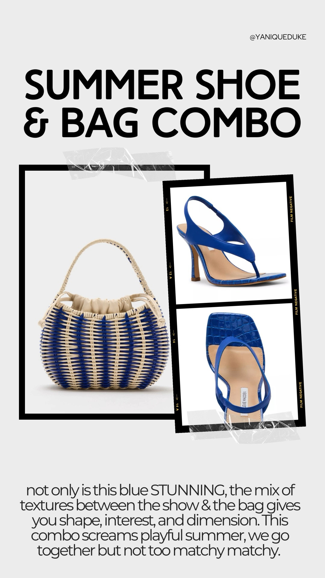 This stunning blue shoe & bag combo is a match made in summer styling heaven! An easy way to add color to summer outfits without feeling too matchy matchy.

#LTKootd
