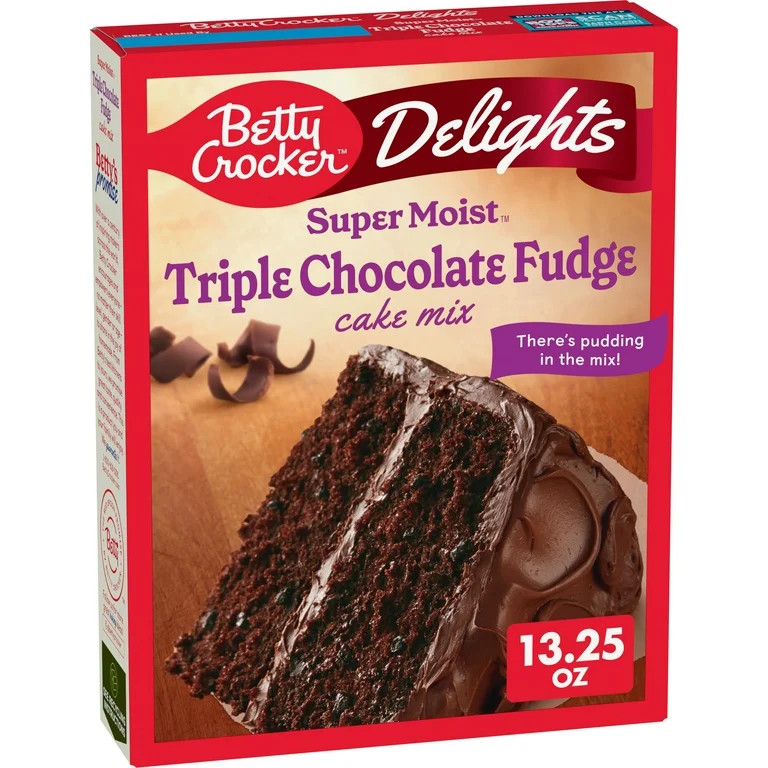 Betty Crocker Delights Super Moist, Triple Chocolate Fudge, Cake Mix, 13.25 oz | Walmart (US)