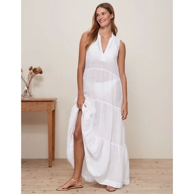 Linen Gauze Tiered Maxi Cover-Up | The White Company (UK)