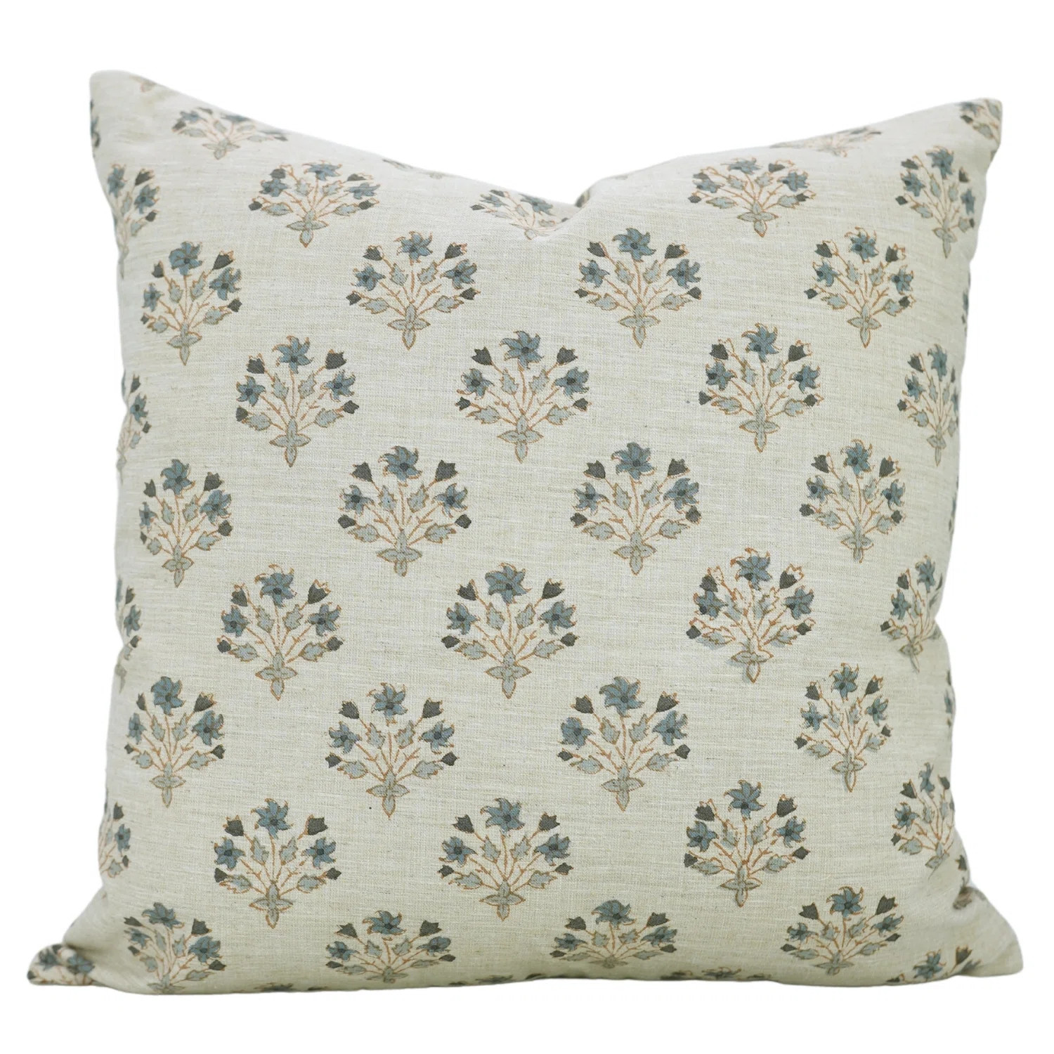 Fabdivine linen blend pillowcase cushion cover, throw, block print Diwali Flower 18"x18" Inches | Wayfair North America