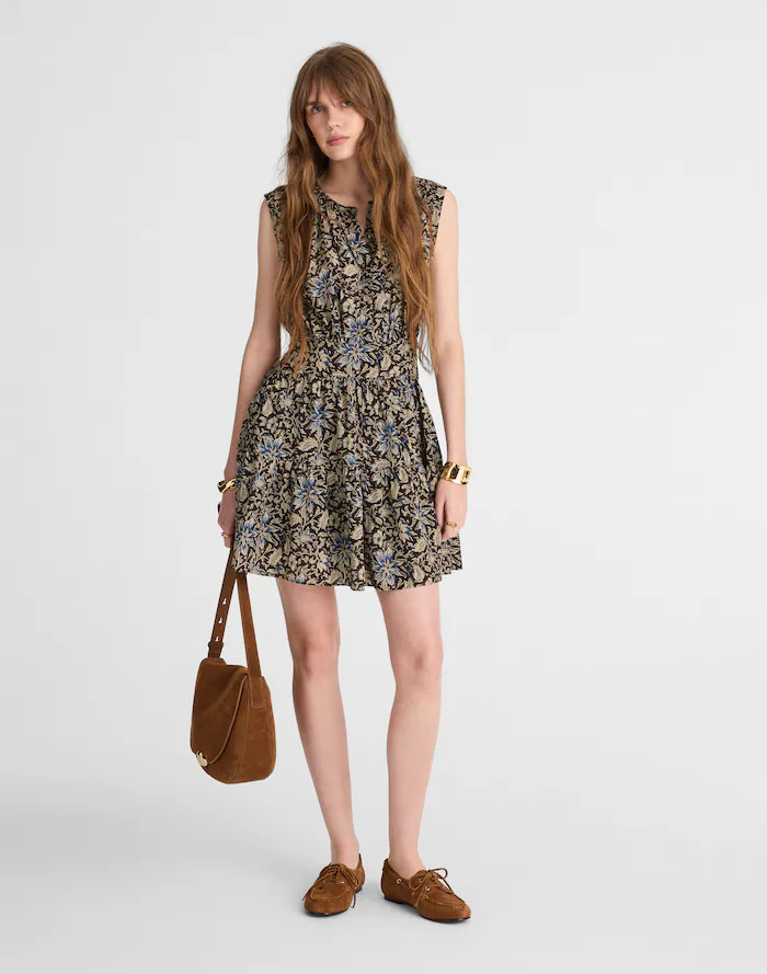 Gathered Button-Front Mini Dress in Floral | Madewell
