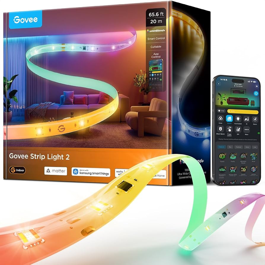 Govee LED Strip Light 2, 65.6ft, RGBWWIC, 1000K to 10000K White Light, WiFi | Amazon (US)