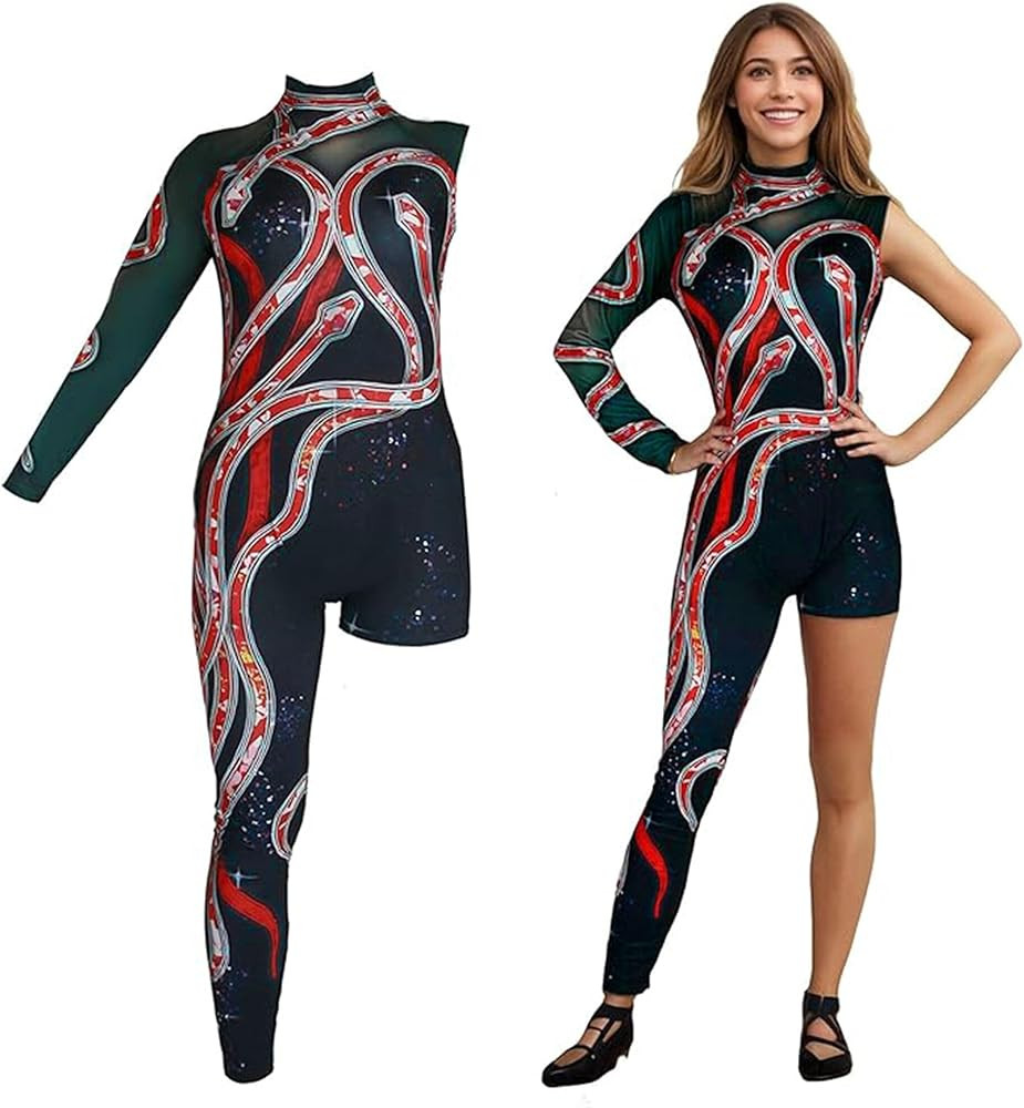 Red Snake Outfits for Women One Piece Jumpsuit Reputation Bodysuit Costume | Amazon (US)