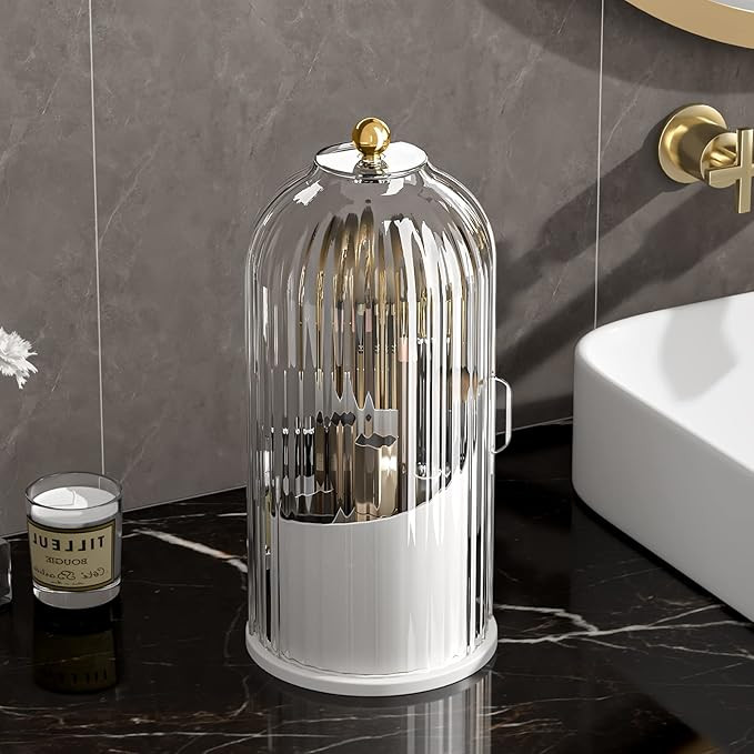 YOOLENS Makeup Brush Holder Organizer with Lid,360 Rotating Clear Dustproof Makeup Brushes Organi... | Amazon (US)