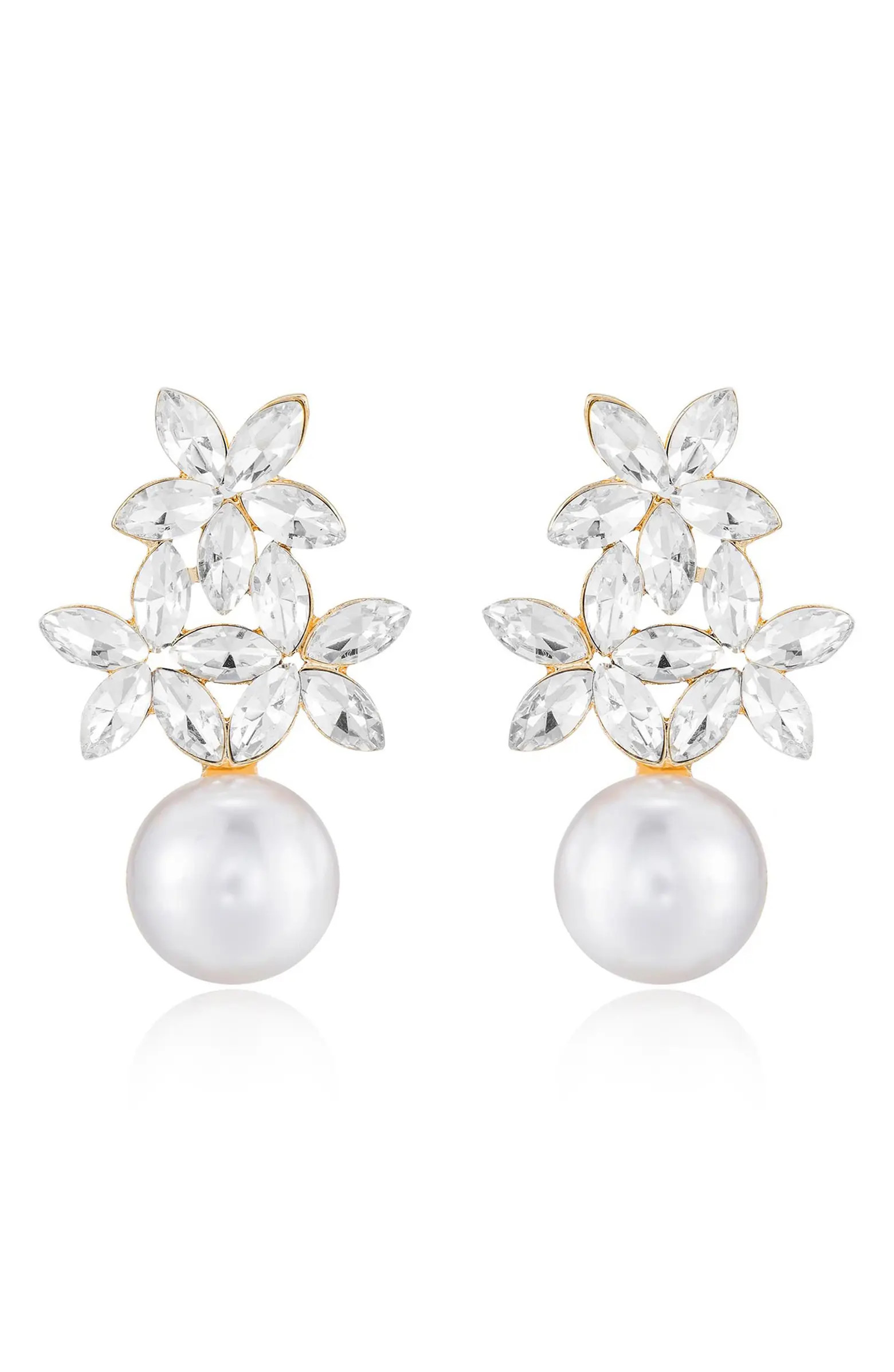 Ettika Floral Crystal & Imitation Pearl Earrings | Nordstrom | Nordstrom
