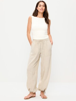 Mid-Rise Linen-Blend Utility Pants | Old Navy (CA)