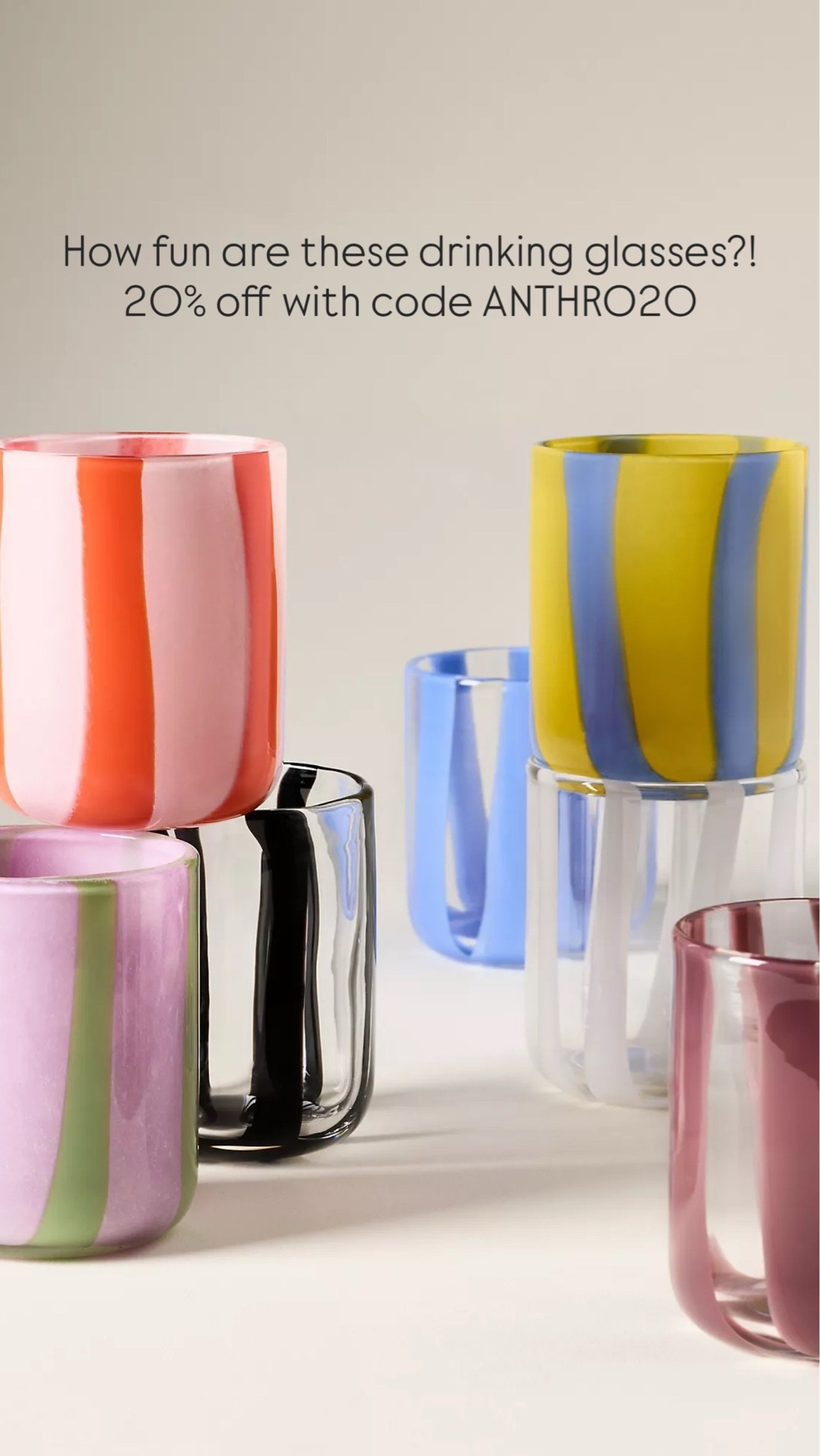 How fun are these drinking glasses?! 20% off with code ANTHRO20

#LTKSaleAlert #LTKHome #LTKSeasonal
