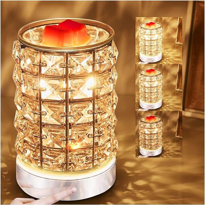 HEKALU Crystal Touch Electric Wax Melt Warmer with Dimmable Fragrance Candle Melter Warmer for Wa... | Amazon (US)