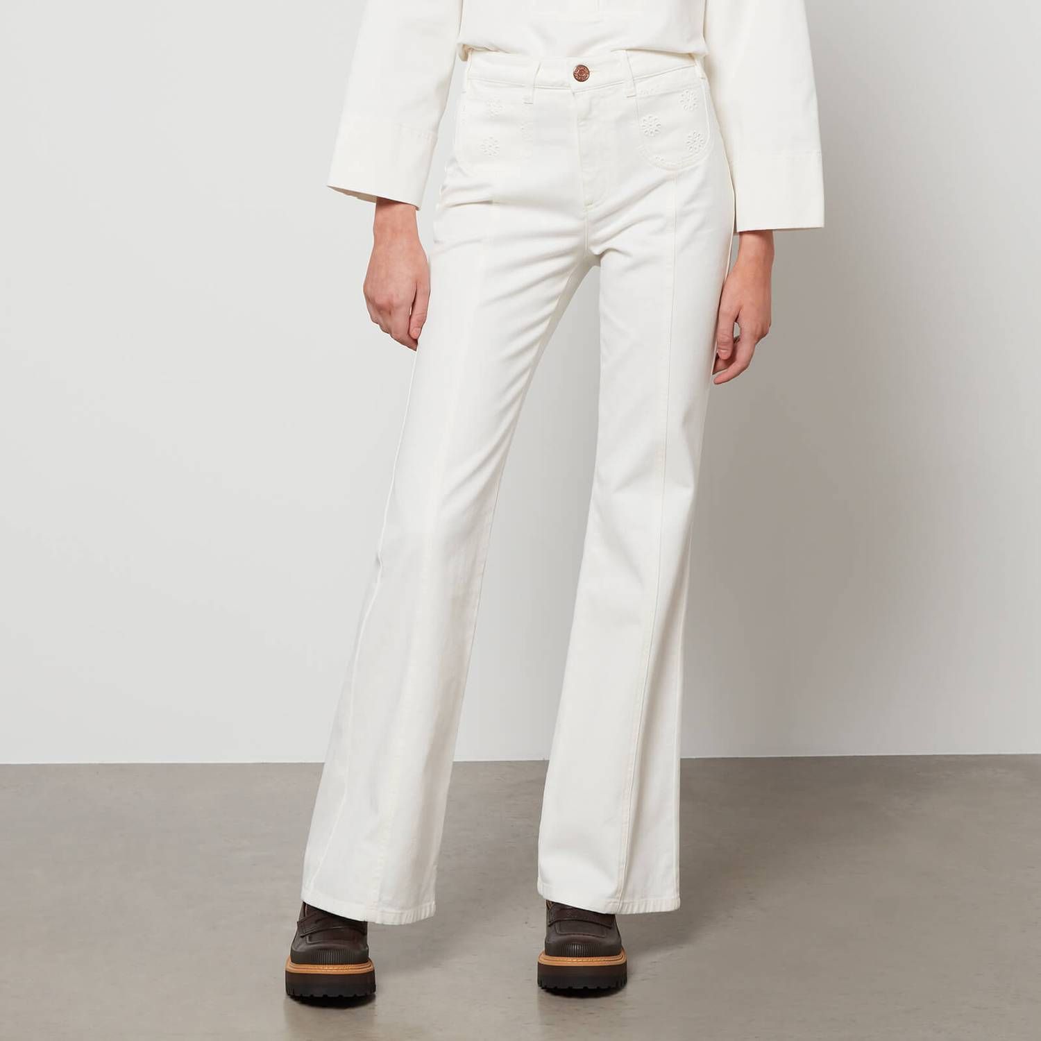 See By Chloé Women's Broderie Anglaise Denim Jeans - White | The Hut (Global)