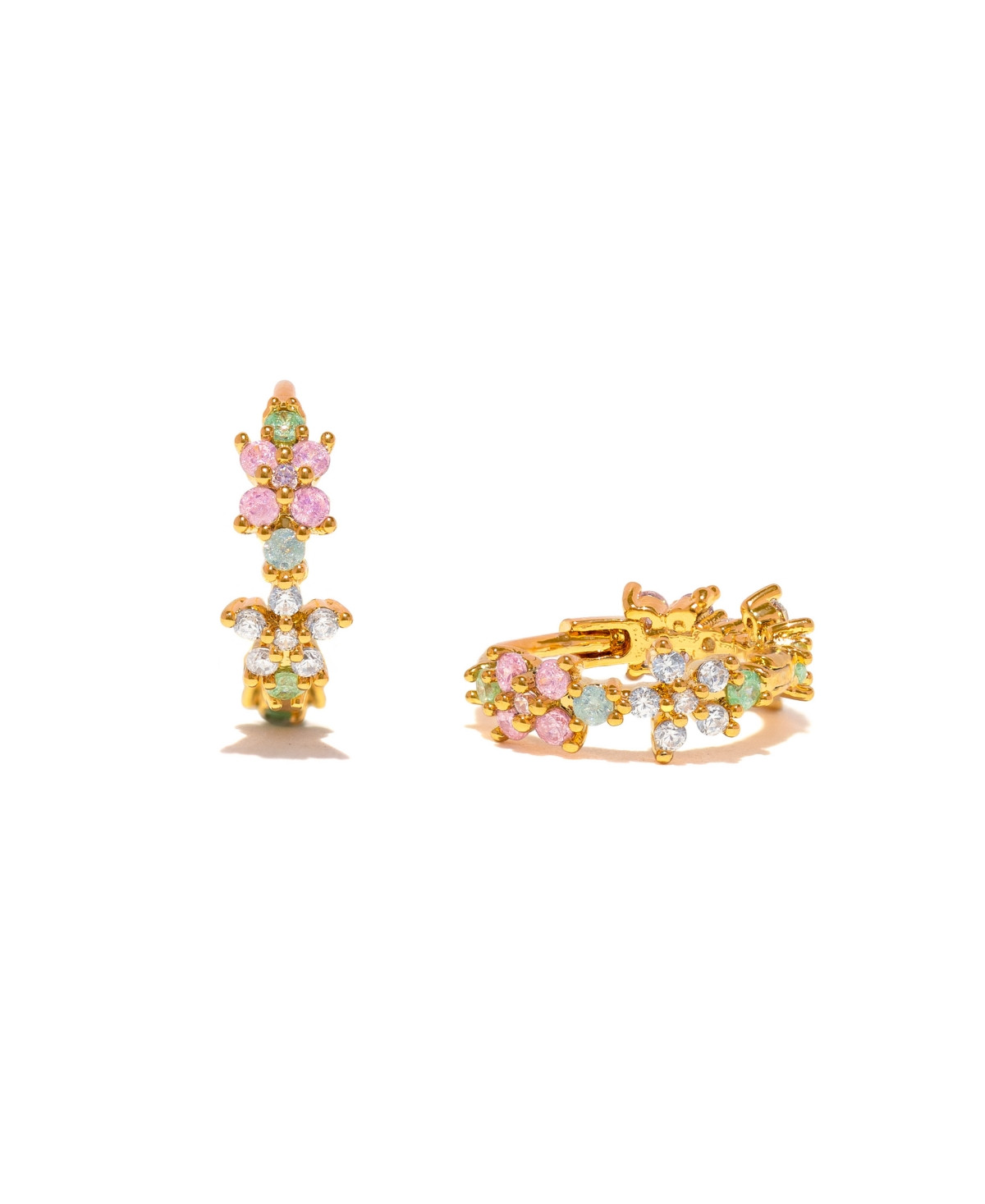 Girls Crew Crystal Pastel Star Gold Plated Huggie Hoop Earrings - Gold | Macy's