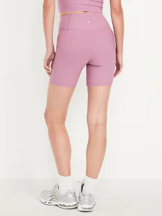High-Waisted PowerSoft Pocket Biker Shorts -- 6-inch inseam | Old Navy (US)