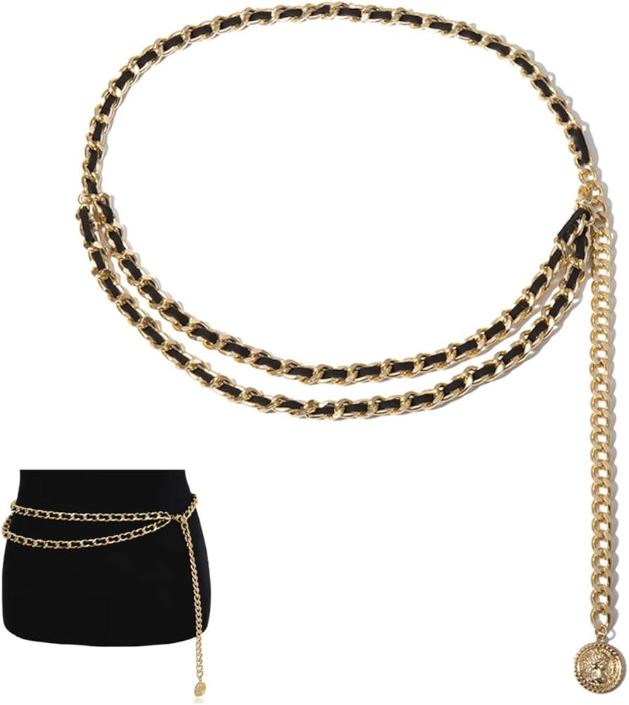 statement vintage braided body chain weave rope winding twist black tassel belt around waist for ... | Amazon (US)