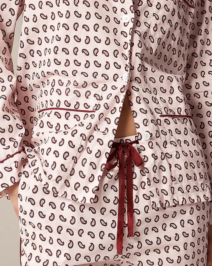 Cotton poplin long-sleeve pajama pant set in paisley print | J. Crew US