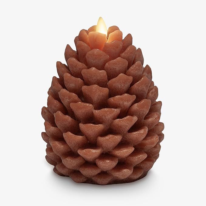 Luminara Pinecone Flameless Candle Adobe Chalky Finish Pine Cone Figural, Real Wax Unscented LED ... | Amazon (US)