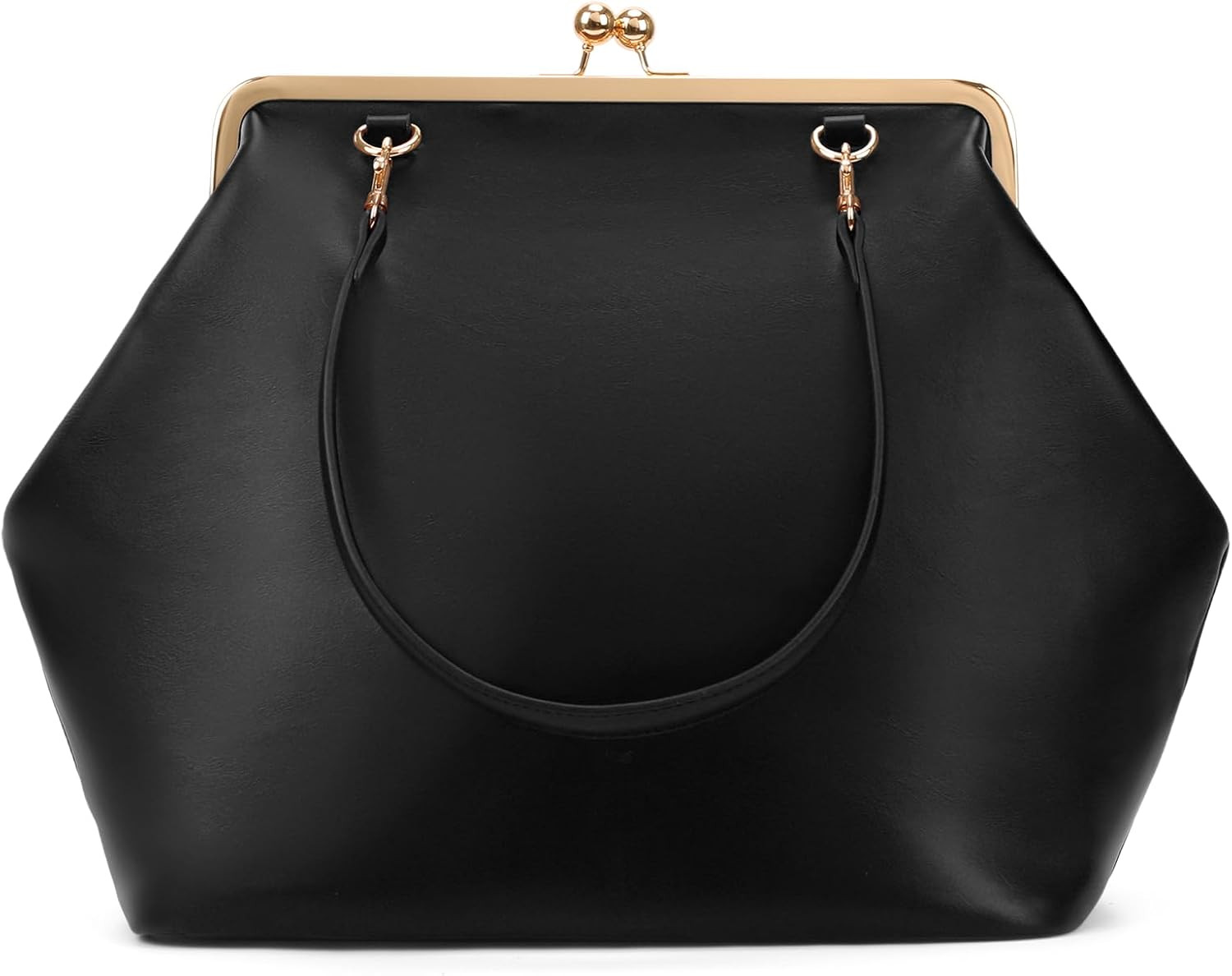 Large Women's Kiss Lock Bag PU Medium Top Handle Handbags Kiss Clasp Shoulder Bags Tote Purse Messenger Clutch | Amazon (US)