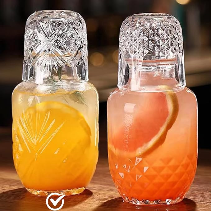 Bedside Water Carafe and Glass Set, Mfacoy 17 OZ Glass Pitcher & 5 OZ Cup, Bedside Night Carafe P... | Amazon (US)