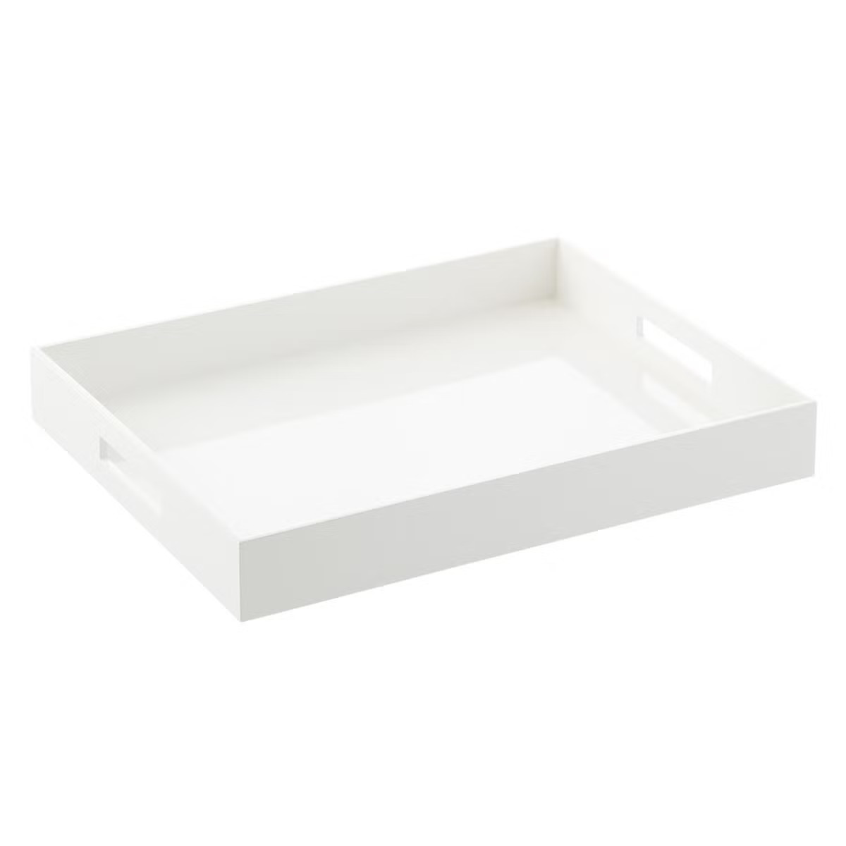 White Lacquered Serving Trays with Handles | The Container Store