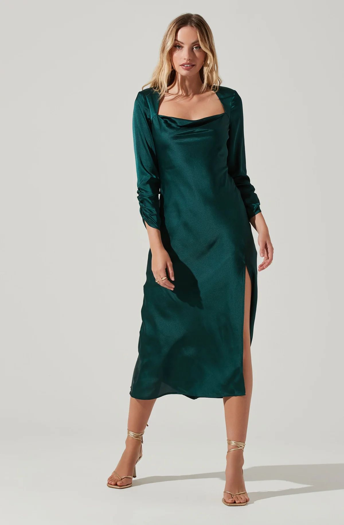 Gracie Long Sleeve Cutout Satin Midi Dress | ASTR The Label (US)