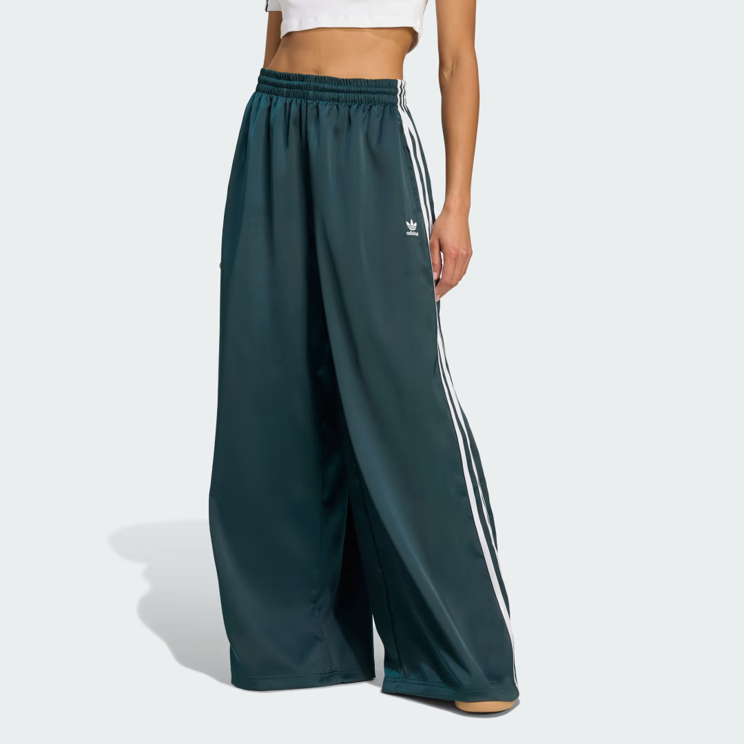 adidas Adicolor Satin Wide Leg Track Pants Aurora Ivy 14 Womens | adidas (US)