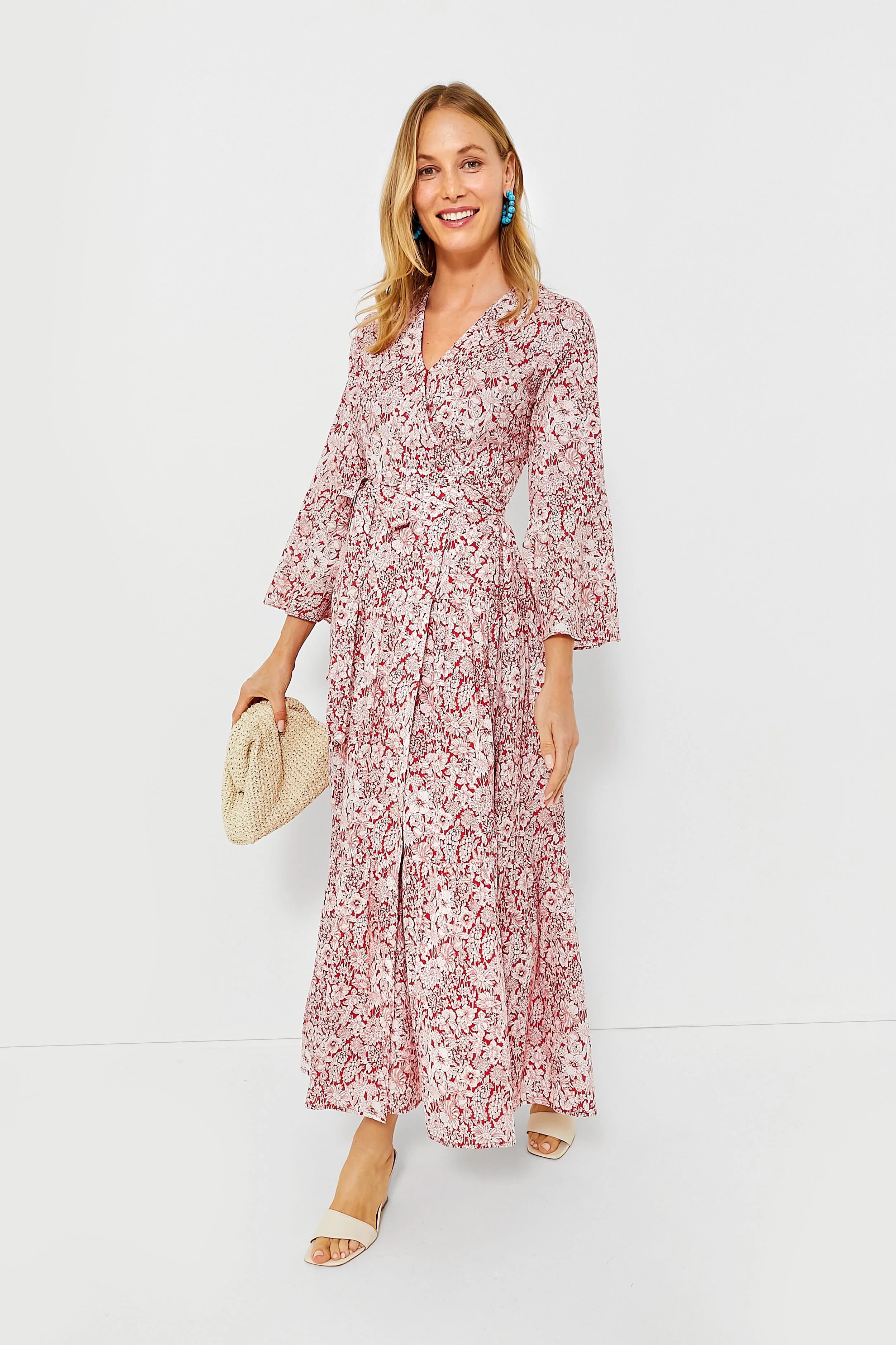 Red & White Floral Wendy Wrap Maxi Dress | Tuckernuck (US)