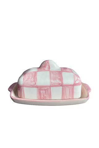 Vaisselle Buttercup Butter Dish in White & Pink Checkerboard from Revolve.com | Revolve Clothing (Global)