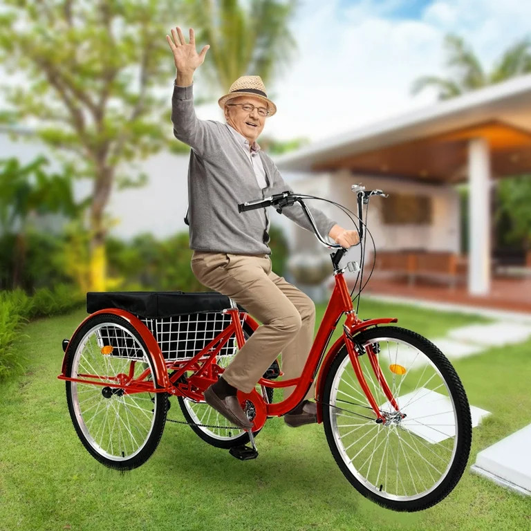 Jacgood Portable Unisex Adult Tricycle, Red, 26" | Walmart (US)