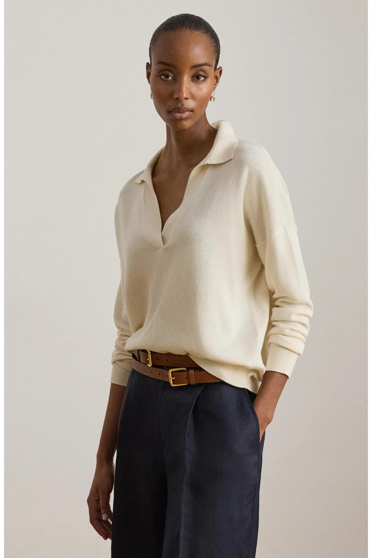 Relaxed Fit Cotton & Modal Polo Sweater (Women) | Nordstrom | Nordstrom