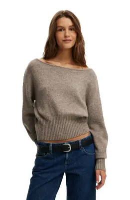 Cotton On Women's Softest Luxe Off Shoulder Knit in Acorn Marle at Nordstrom, Size X-Large | Nordstrom