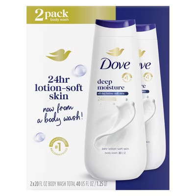 Dove Beauty 24 Hour Lotion-Soft Skin Deep Moisture Nourishing Body Wash - 20 fl oz/2pk: Sulfate-Free, Vegan, For Normal, Combination, Mature, Dry Skin | Target