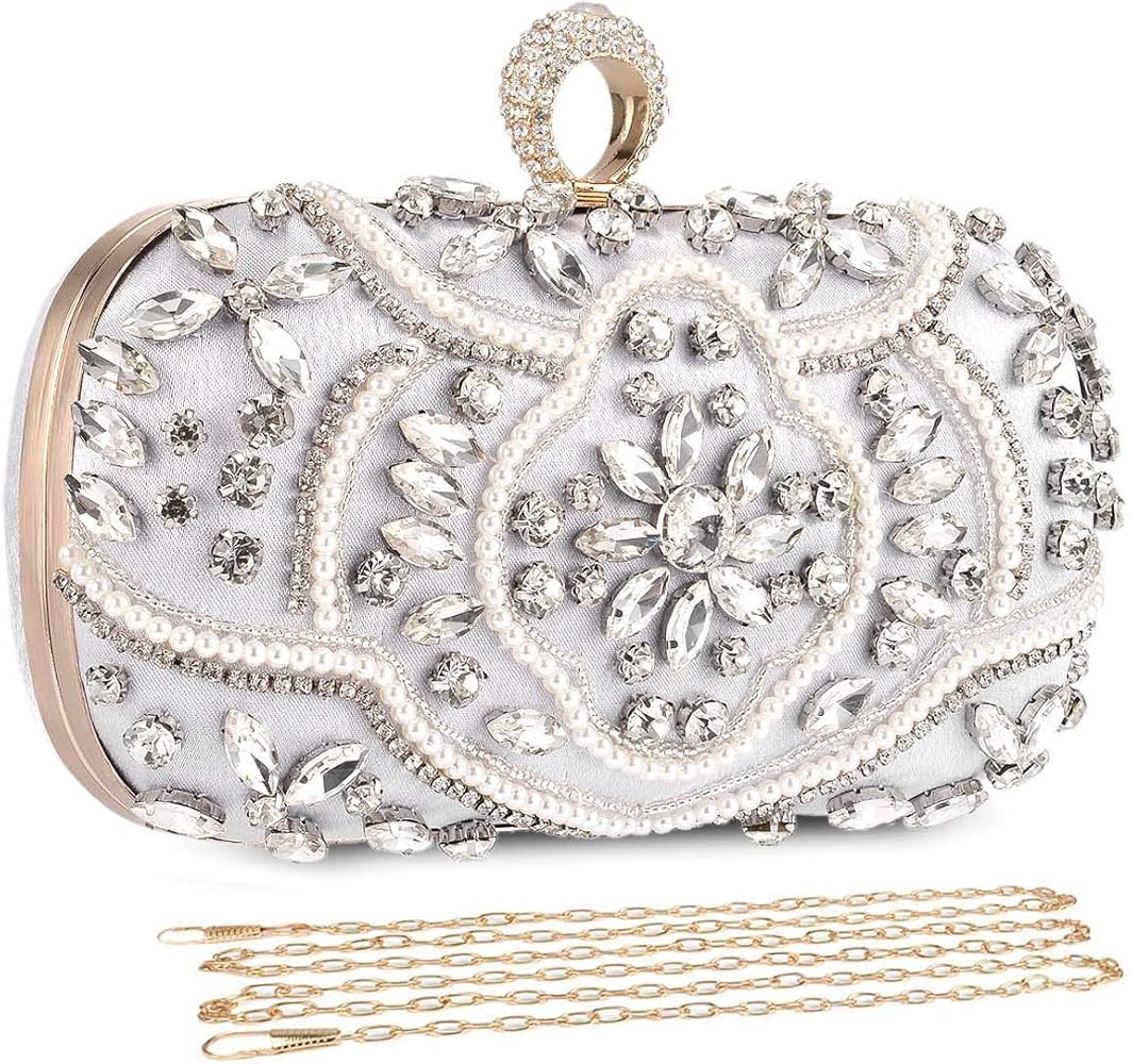UBORSE Beaded Crystal Clutch Purses for Women Evening Handbags Formal Rhinestone Wedding Purse Pr... | Amazon (US)