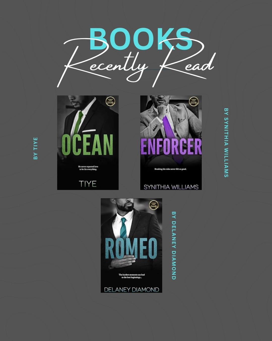 Single Dad Society Trilogy:
Ocean by Tiye
Enforcer by Synithia Williams
Romeo by Delaney Diamond

Book // romance // black author // read // library // urban // indie // vacation // reading // home



#LTKmorningroutine #LTKHome #LTKselfcare
