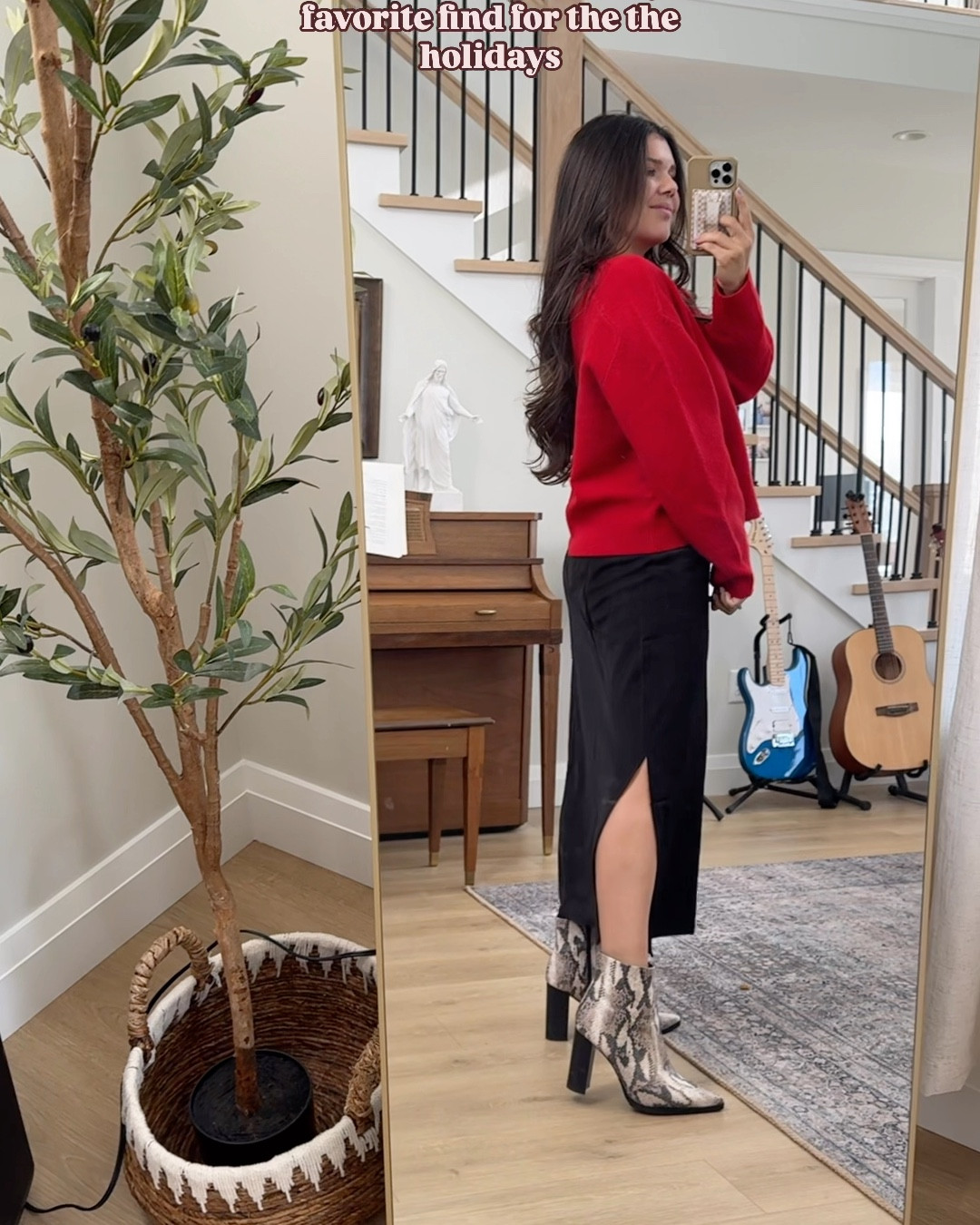 This $17 skirt from @walmart is so soft and light weight, very similar to the satin skirts that are very popular right now. Loving this look for the holidays ❄️ 🌲 🫎 #skirt #affordablefashion #walmartfinds #walmartfashion #holidayfashion

#LTKSeasonal #LTKHoliday