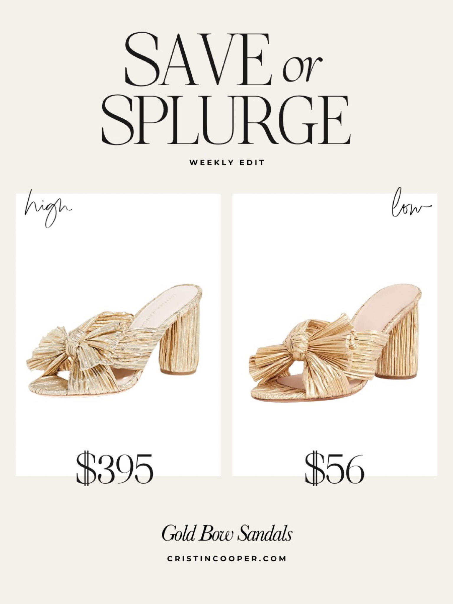 Save or Splurge Gold Bow Sandals Cristincooper.Com

#LTKshoecrush #LTKstyletip