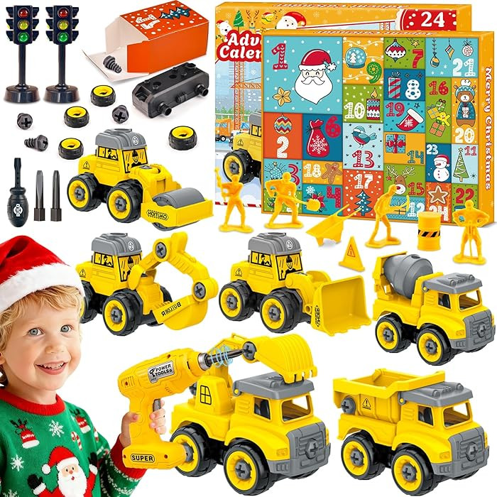 Advent Calendar 2025 for Boys, 24 Days Christmas Countdown 6PCS Take Apart Construction Car Toys ... | Amazon (US)