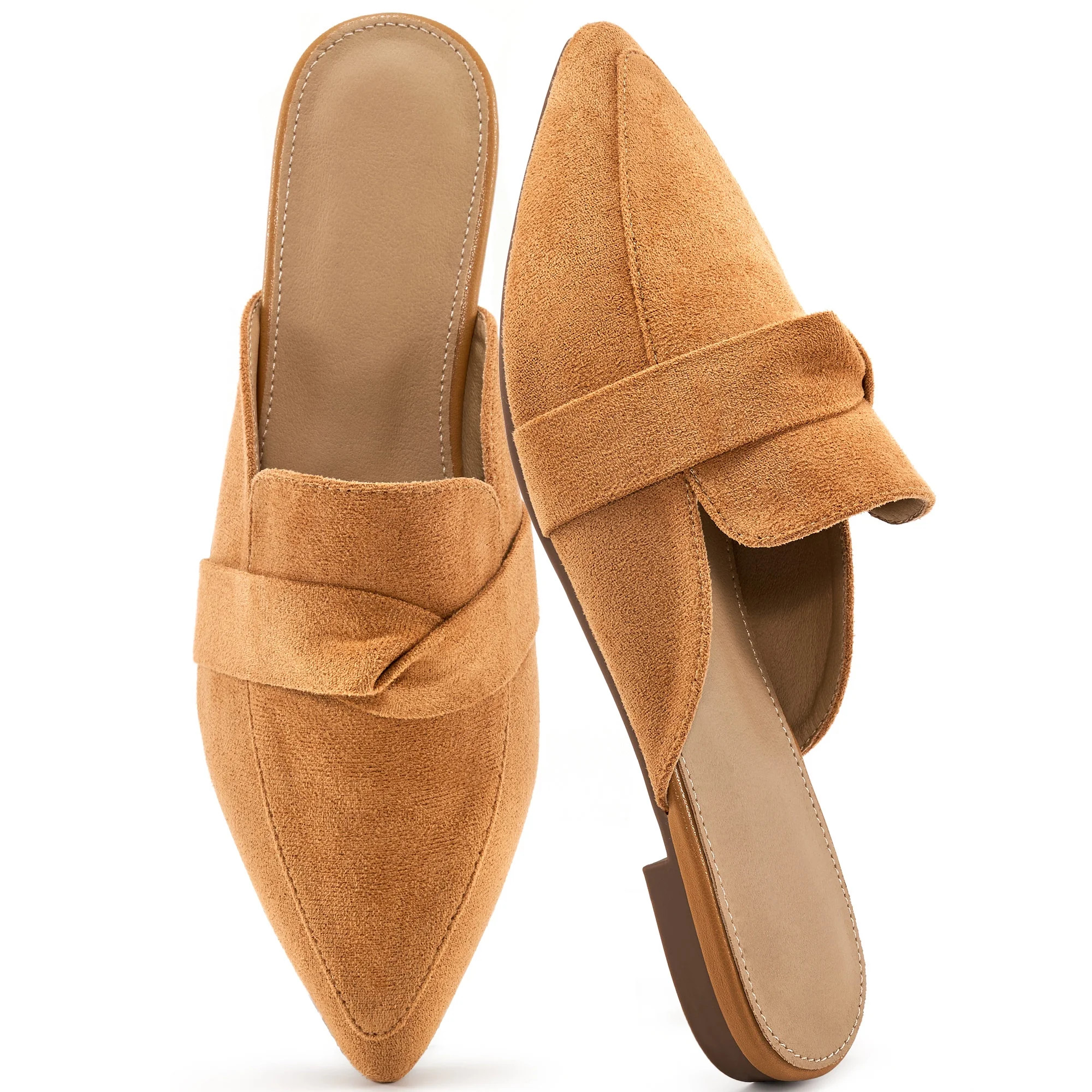 Ecetana Mules for Women Slip On Casual Work Slide Pointed Toe Backless Loafers Shoes | Walmart (US)