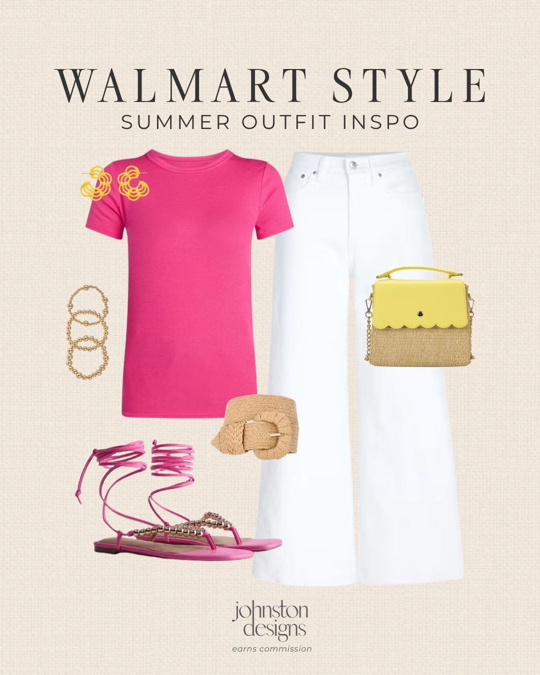 Bright summer color moment 💖 This Walmart outfit is such a fun pop of pink with white wide-leg jeans and playful accessories for an easy summer look.


Walmart fashion, summer outfit, pink top, white wide leg jeans, colorful style, vacation outfit, resort wear, statement sandals, woven handbag, bold accessories, affordable fashion, outfit inspo 

 #LTKootd #LTKSeasonal