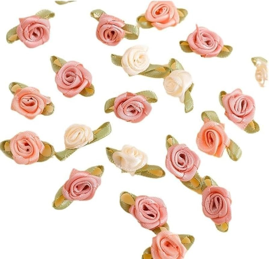 100 Pcs 15mm Multicoloured Mini Rose Flowers Satin Ribbon Bows Appliques DIY Sewing Craft Accesso... | Amazon (US)
