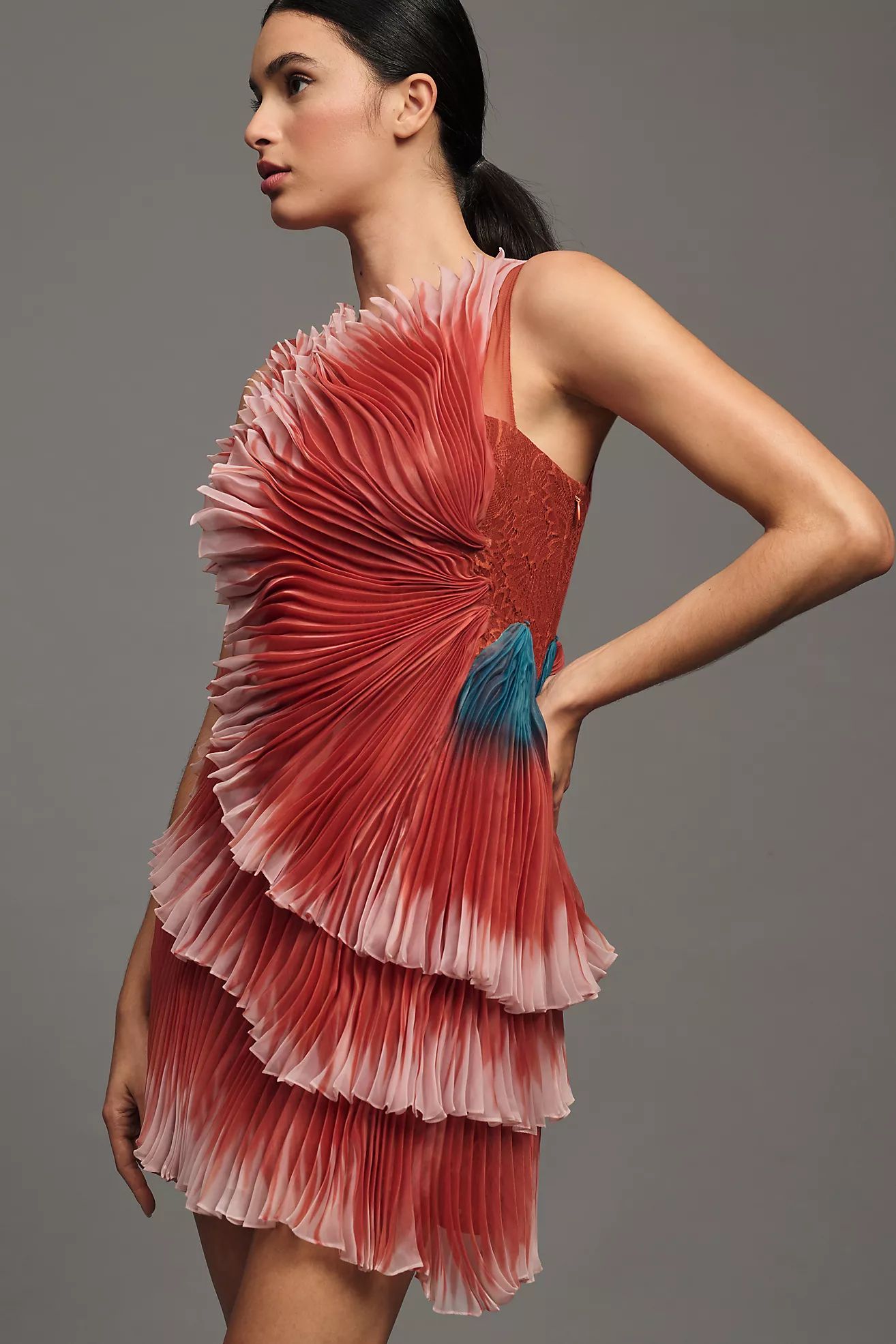 Geisha Designs 3D Floral Asymmetrical Mini Dress | Anthropologie (US)
