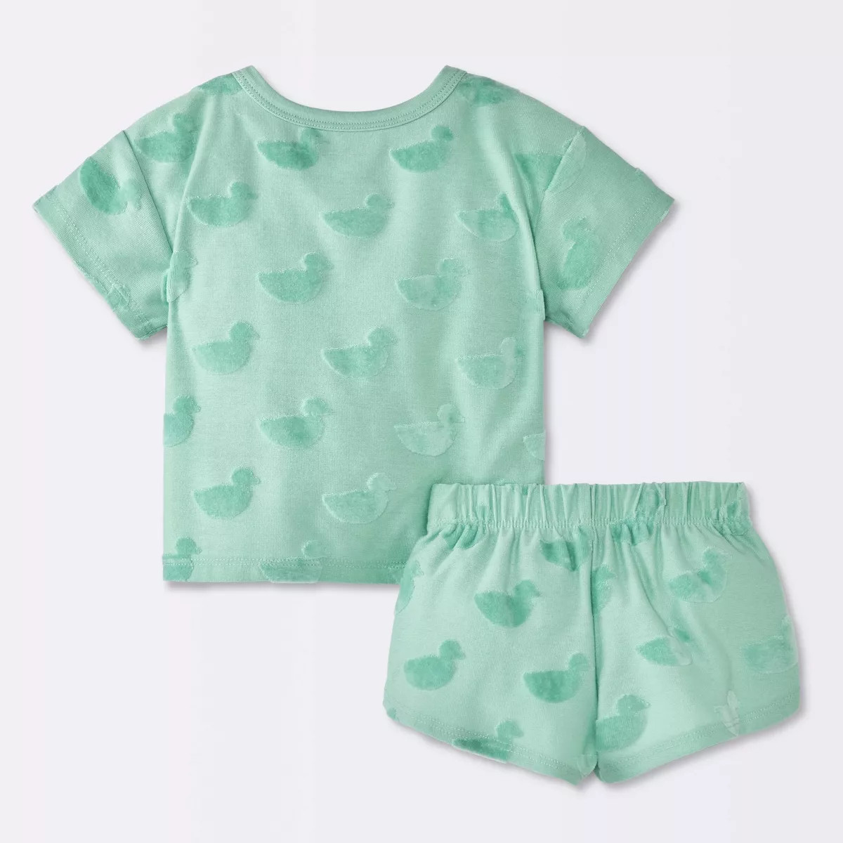 Baby Boys' 2pc Short Sleeve Duck Printed T-Shirt and Shorts Set - Cloud Island™ Green Newborn | Target