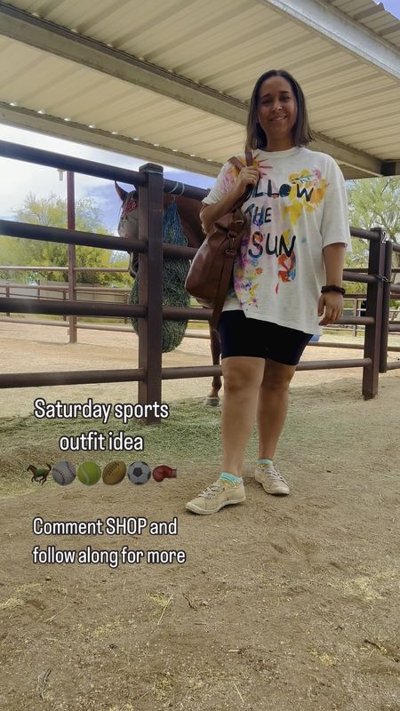 I'm rocking an oversized graphic tee and biker shorts – the perfect combo of cute & comfy! This outfit is just right for running around with the kids and still feeling stylish.

#LTKFindsUnder100 #LTKVideo #LTKStyleTip