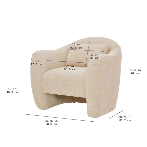 Beautiful Barrymore Teddy Accent Chair by Drew Barrymore, Cream Shearling | Walmart (US)