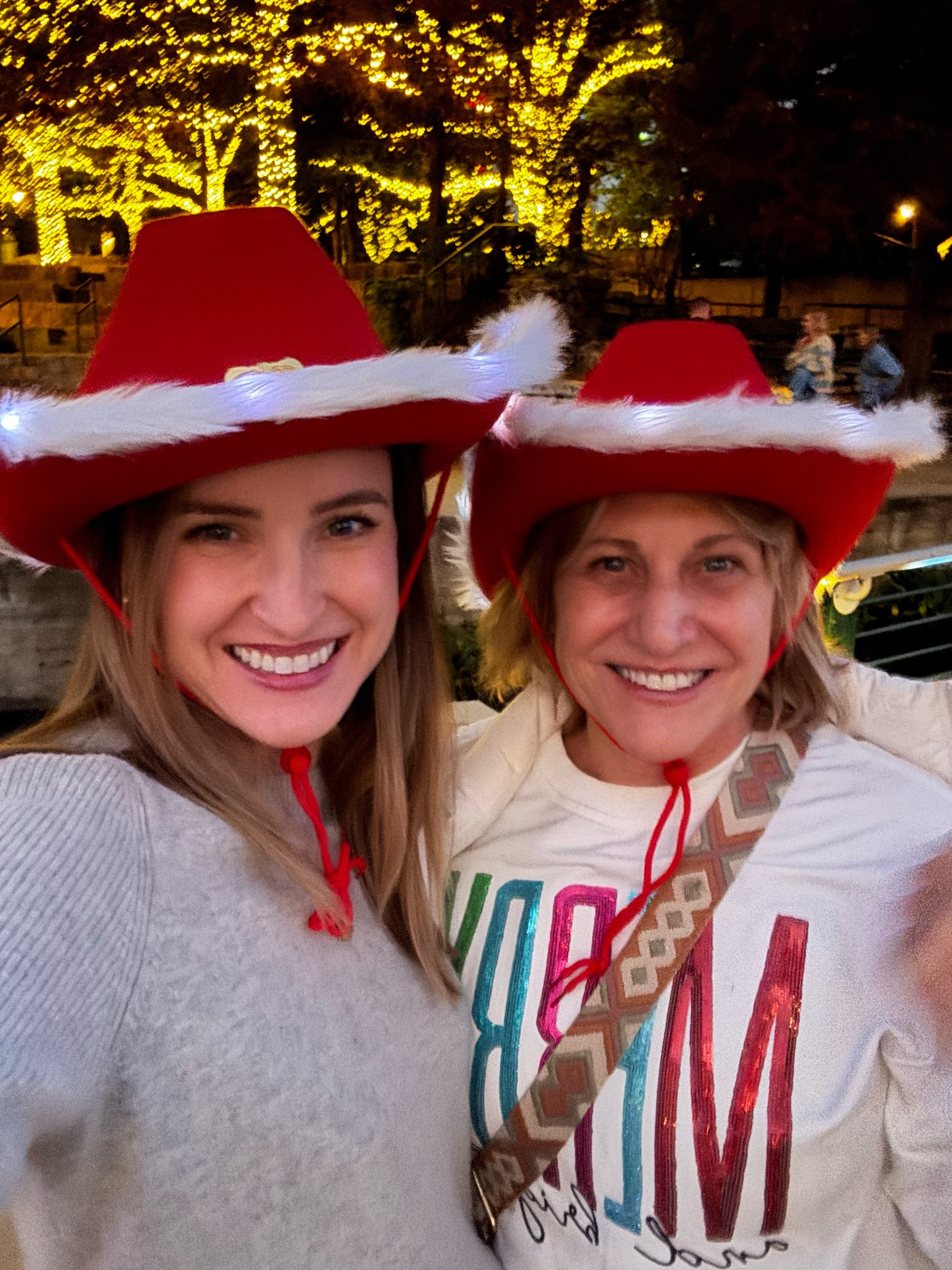 Light up Santa cowboy hats in case you are extra like us! 🤣