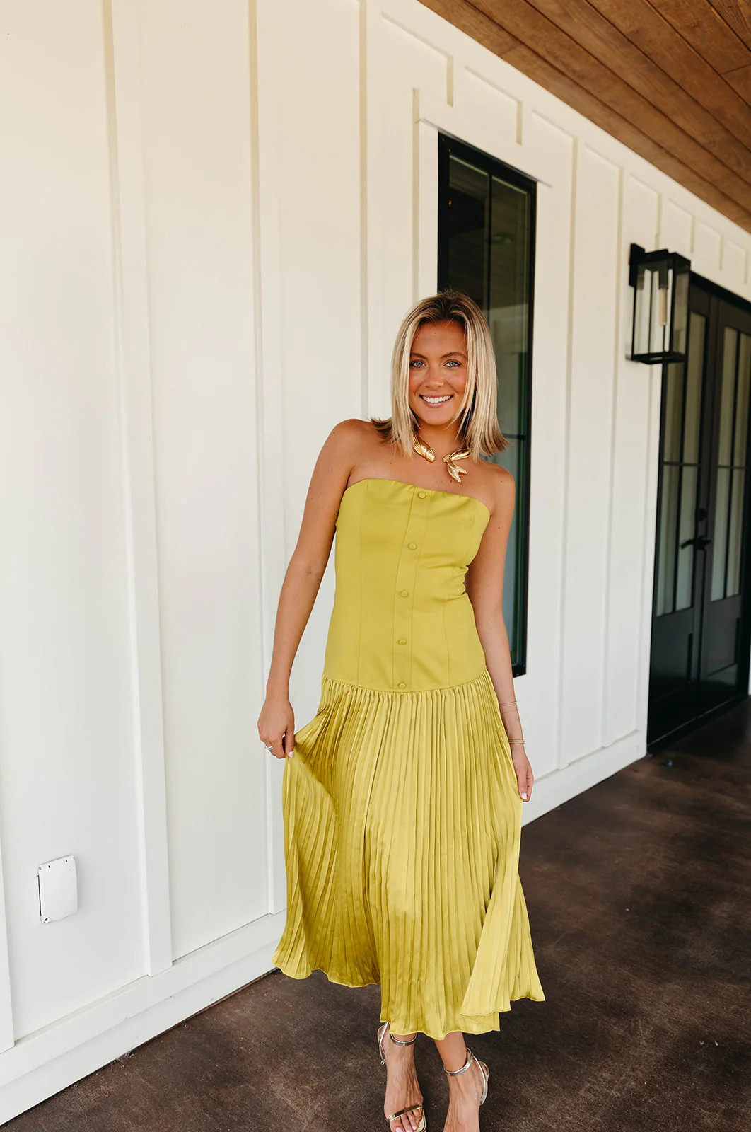 Oakley Midi Dress - Chartreuse Large | Triple Threads